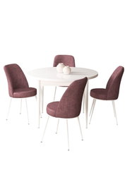 Hanah Home Juego de Mesa y Sillas 5 Piezas Blanco Rosa Empolvado Tablero Partículas Melamina Metal